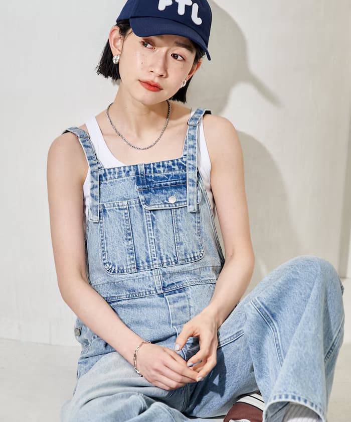 丹寧連身褲吊帶褲