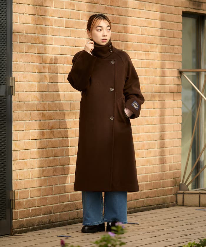 ＜低身長尺寸可選＞2WAY 羊毛 高領 長版大衣