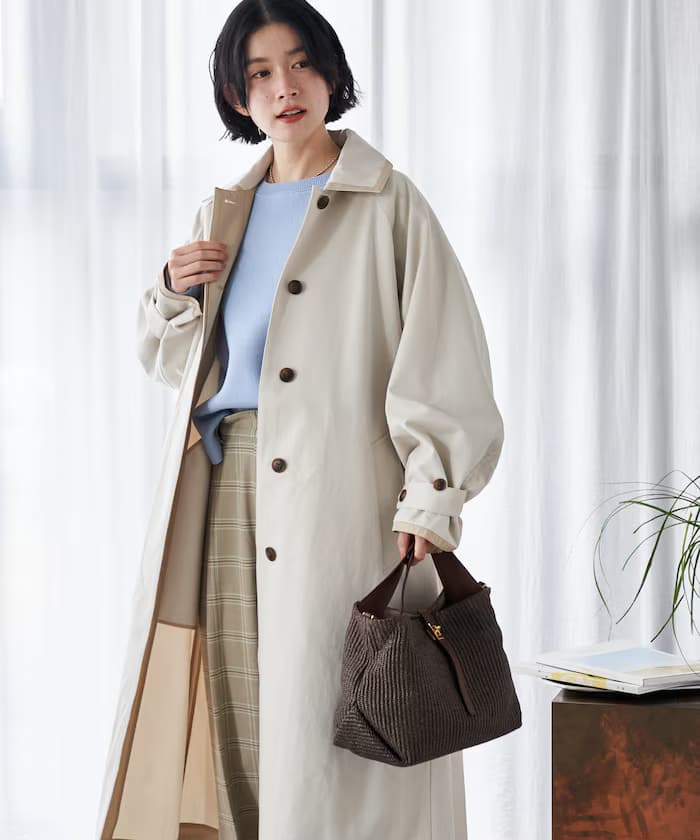 配色 ステンカラー大衣