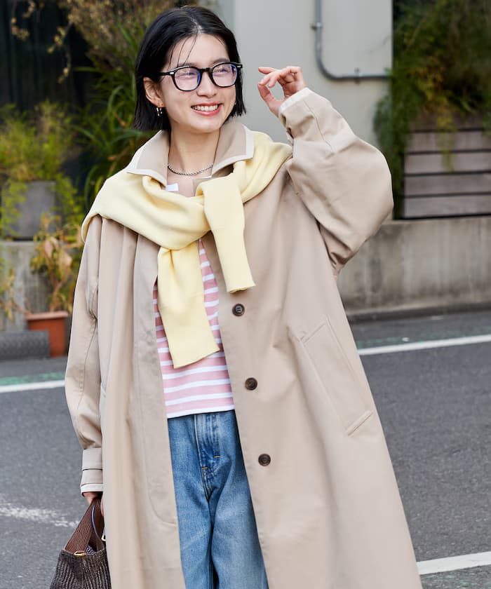 配色 ステンカラー大衣