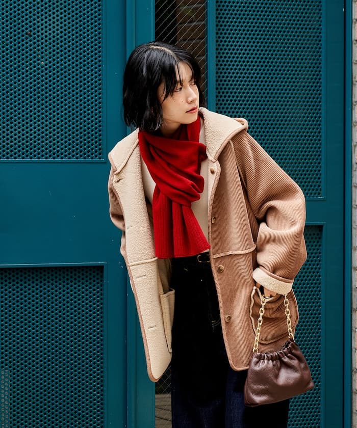 雙面連帽燈芯絨羊羔絨外套