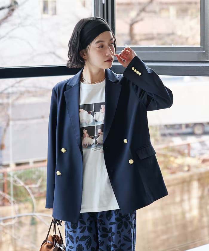 接觸冷感/UVカット LINEN TOUCH 雙排釦外套