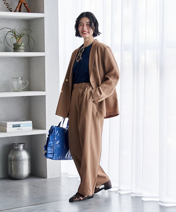 接觸冷感/UV亞麻觸感雙排扣外套套裝 限定展開