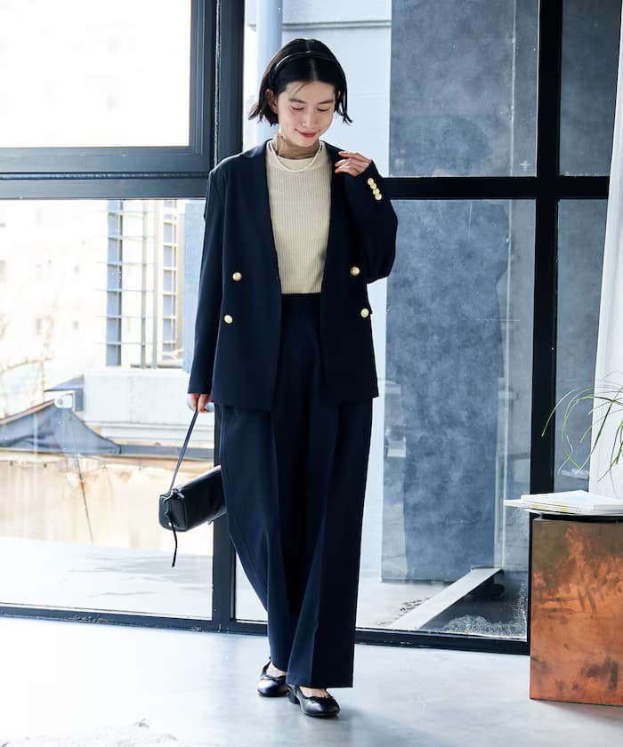 接觸冷感/UV亞麻觸感雙排扣外套套裝 限定展開