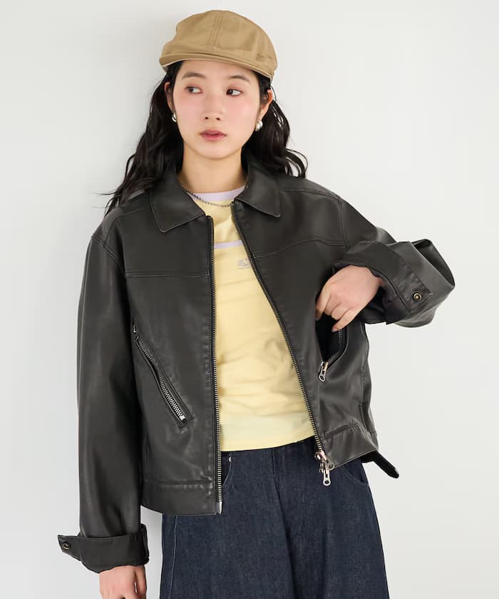 拉鏈口袋短版拉鏈夾克