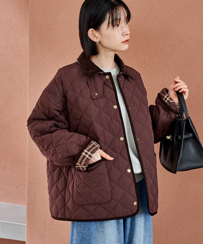 PRIMALOFT 菱格絎縫立領中長大衣