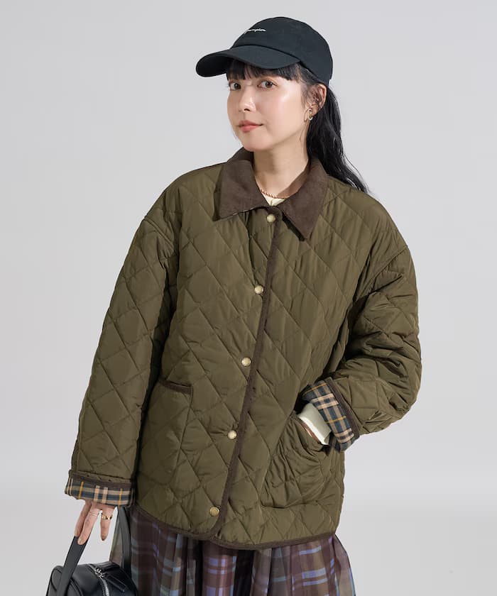 PRIMALOFT 菱格絎縫立領中長大衣