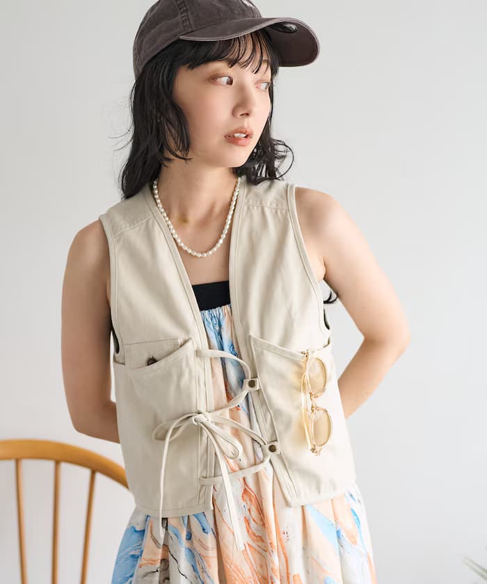 蝴蝶結棉質斜紋運動背心