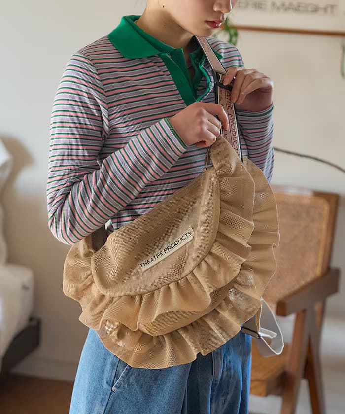 別注 網眼 荷葉邊 ラウンド 側背包