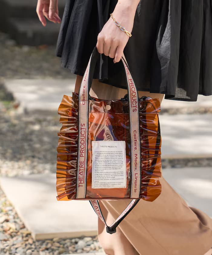 別注 Jacquard織帶 荷葉邊 透明 托特包 S