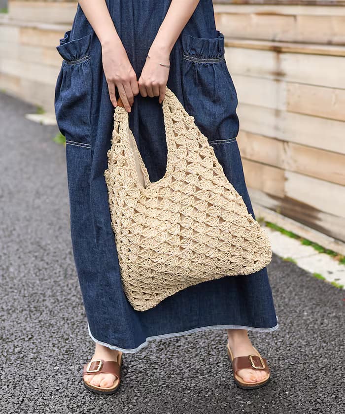 三角形藺草風手提包