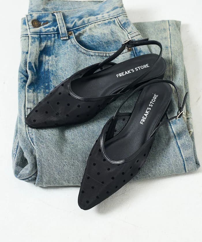 圓點薄紗高跟鞋