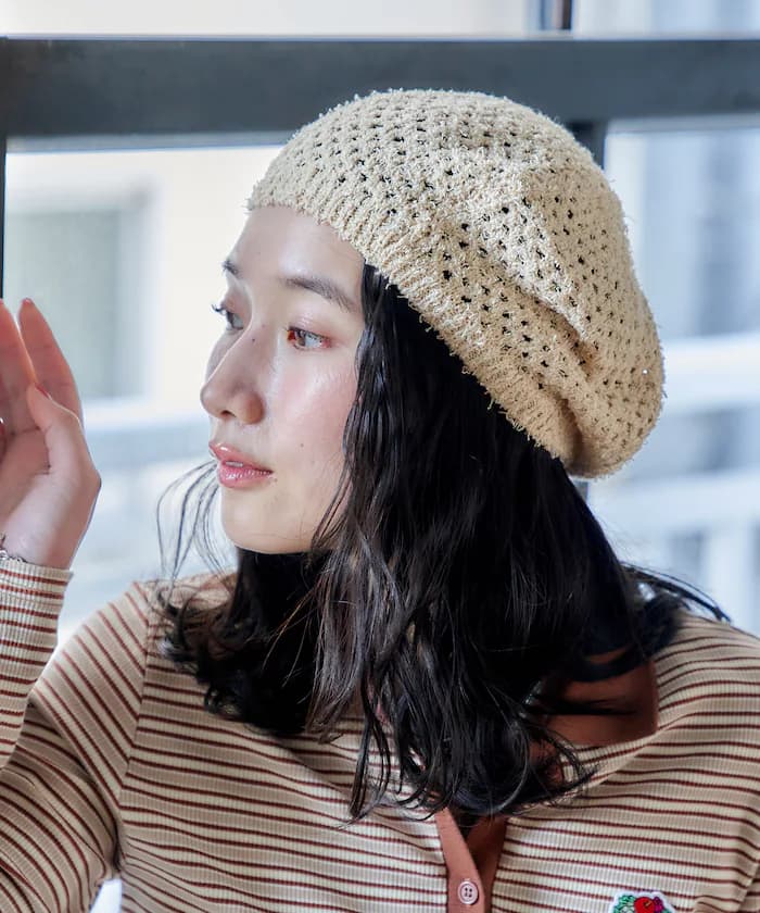 透空針織貝蕾帽