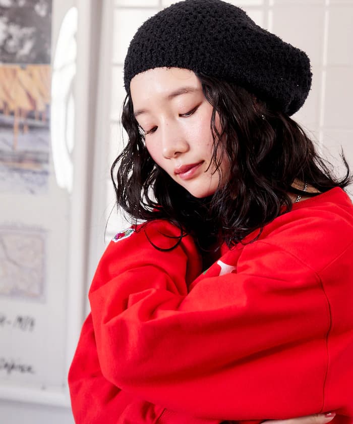 透空針織貝蕾帽