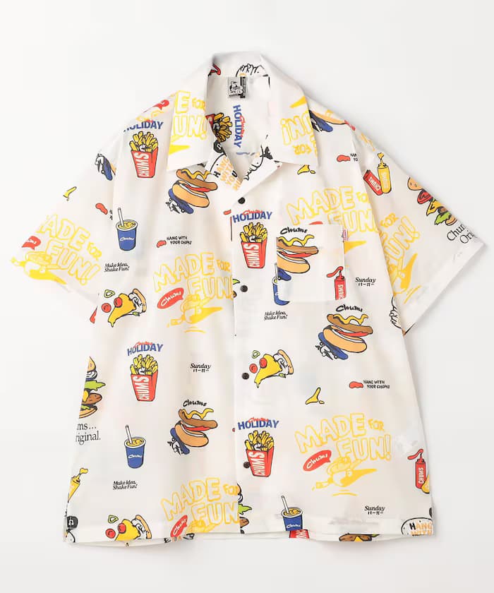 CHUMS 限定款 食物印花 短袖開襟襯衫