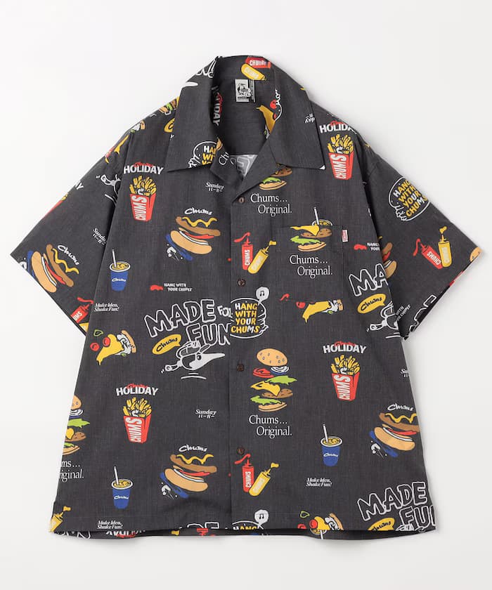 CHUMS 限定款 食物印花 短袖開襟襯衫