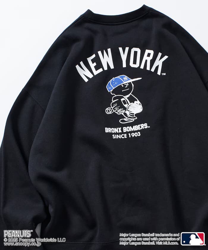 MLB×PEANUTS 別注 寬版後背印花 圓領衛衣/YANKEES【限定展開】