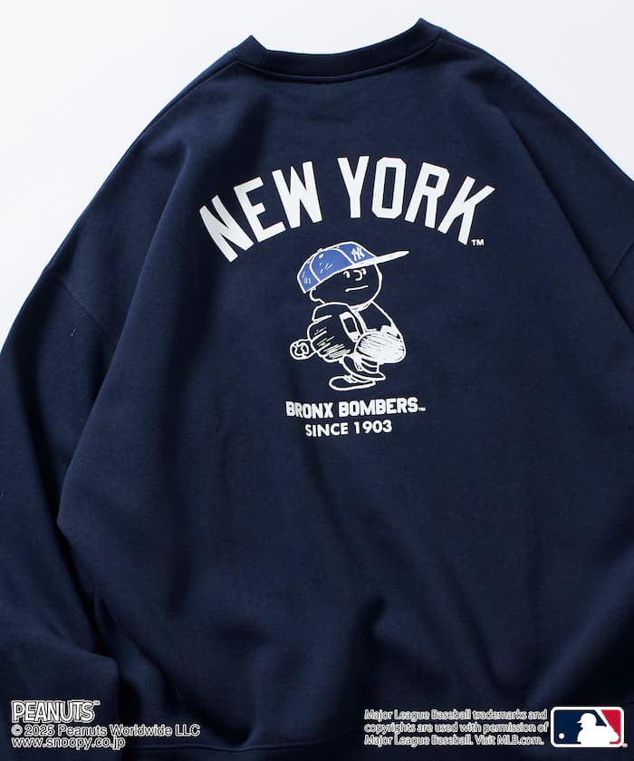 MLB×PEANUTS 別注 寬版後背印花 圓領衛衣/YANKEES【限定展開】