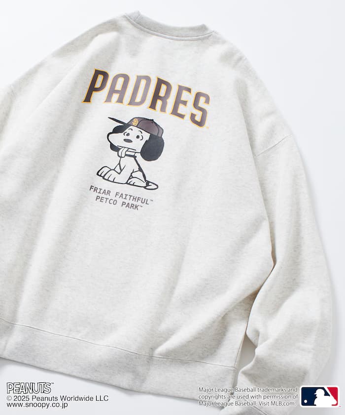 MLB×PEANUTS 別注 寬版後背印花 圓領衛衣/PADRES 【限定展開】