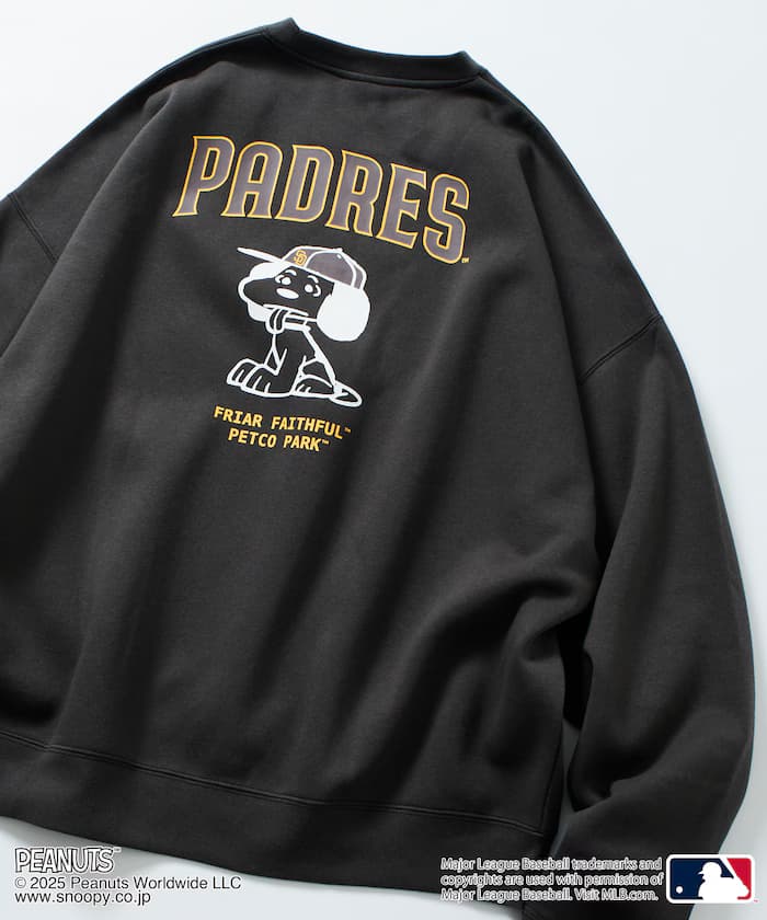 MLB×PEANUTS 別注 寬版後背印花 圓領衛衣/PADRES 【限定展開】