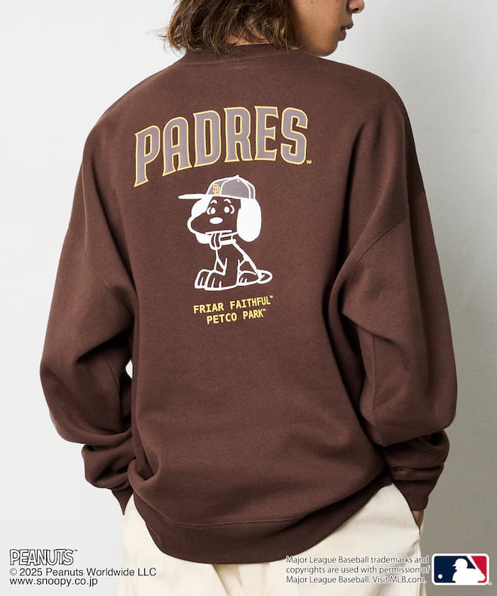 MLB×PEANUTS 別注 寬版後背印花 圓領衛衣/PADRES 【限定展開】
