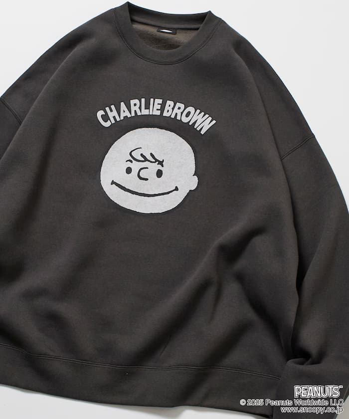 PEANUTS/ピーナッツ 別注 後背印花 圓領衛衣 / Charlie Face 【限定展開】