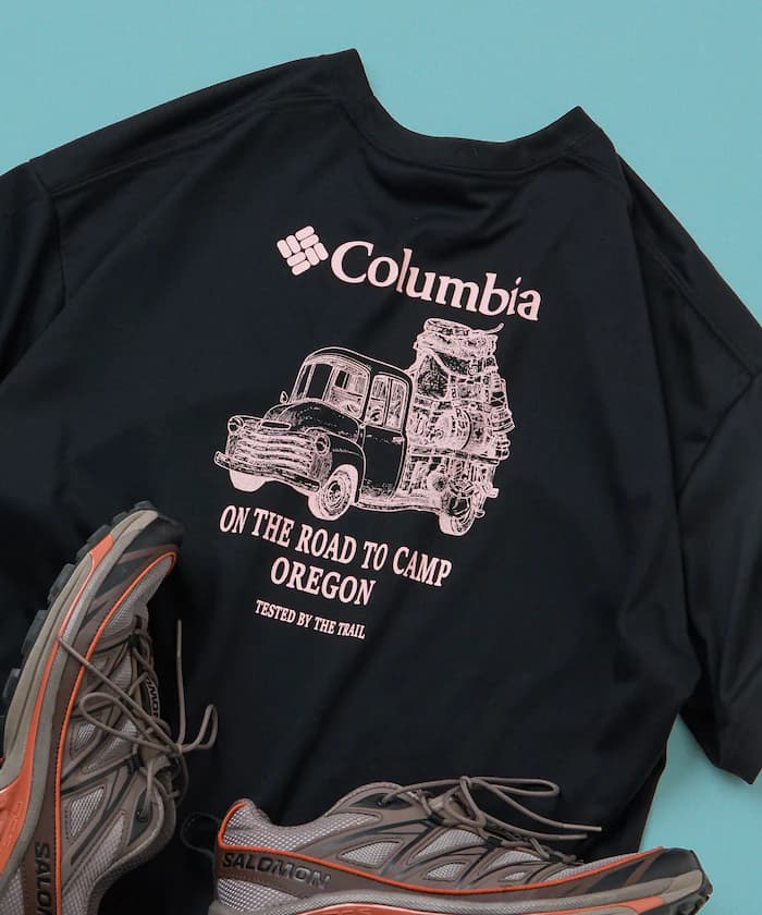 Columbia×FREAK'S STORE/哥倫比亞 別注 帝國公園 車款圖案 背面印花 圓領T恤 【限定展開】