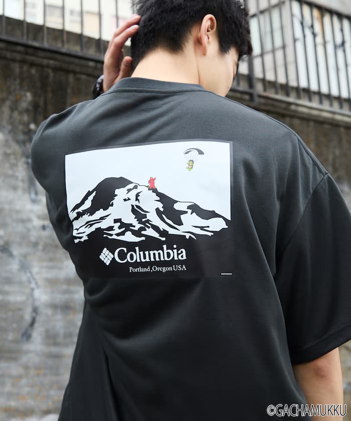 ガチャピン・ムック×Columbia×FREAK'S STORE 別注 インペリアルパーク 山岳圖案後背印花 T恤【限定展開】