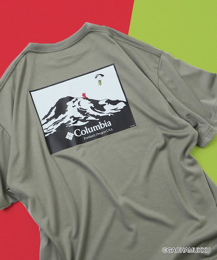 ガチャピン・ムック×Columbia×FREAK'S STORE 別注 インペリアルパーク 山岳圖案後背印花 T恤【限定展開】