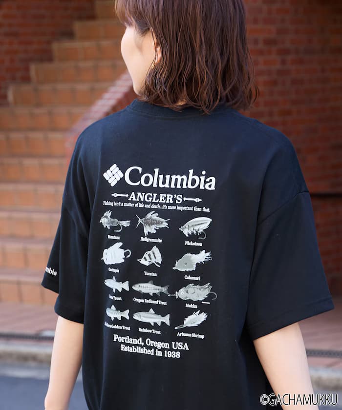 ガチャピン・ムック×Columbia×FREAK'S STORE 別注 インペリアルパーク ルアーモチーフ バック印花 T恤【限定展開】