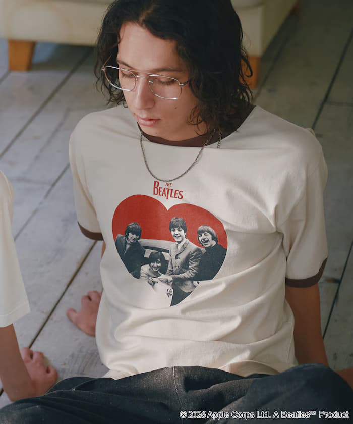 THE BEATLES 照片印花撞色T恤/愛心