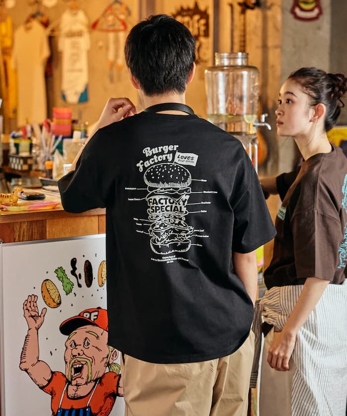 Burger Factory×FREAK'S STORE 寬版後背印花圓領T恤 【限定展開】