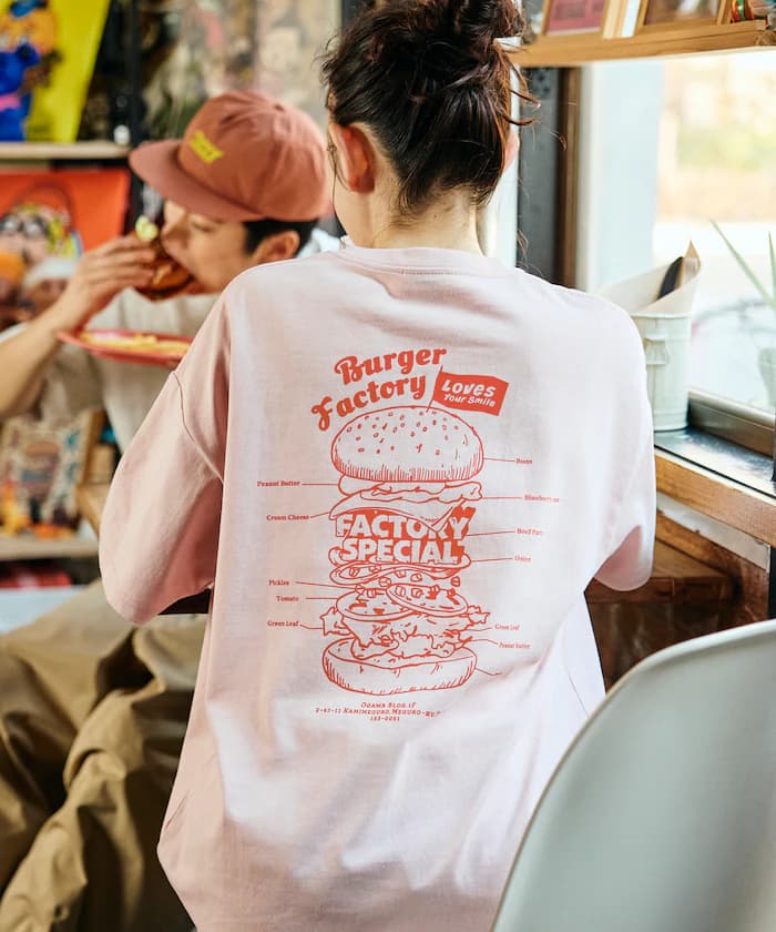 Burger Factory×FREAK'S STORE 寬版後背印花圓領T恤 【限定展開】