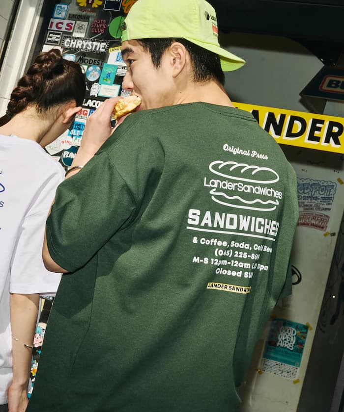 LANDER SANDWICHES×FREAK'S STORE 寬版背部印花圓領T恤 【限定展開】
