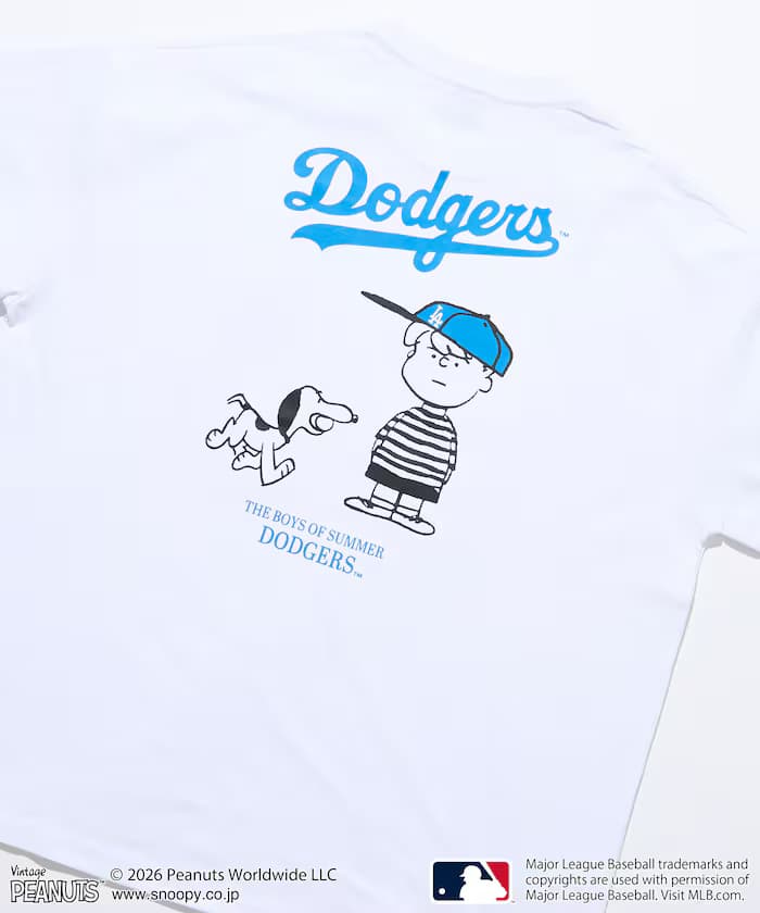 PEANUTS×MLB 別注 寬版後背印花 T恤 / DODGERS 【限定展開】