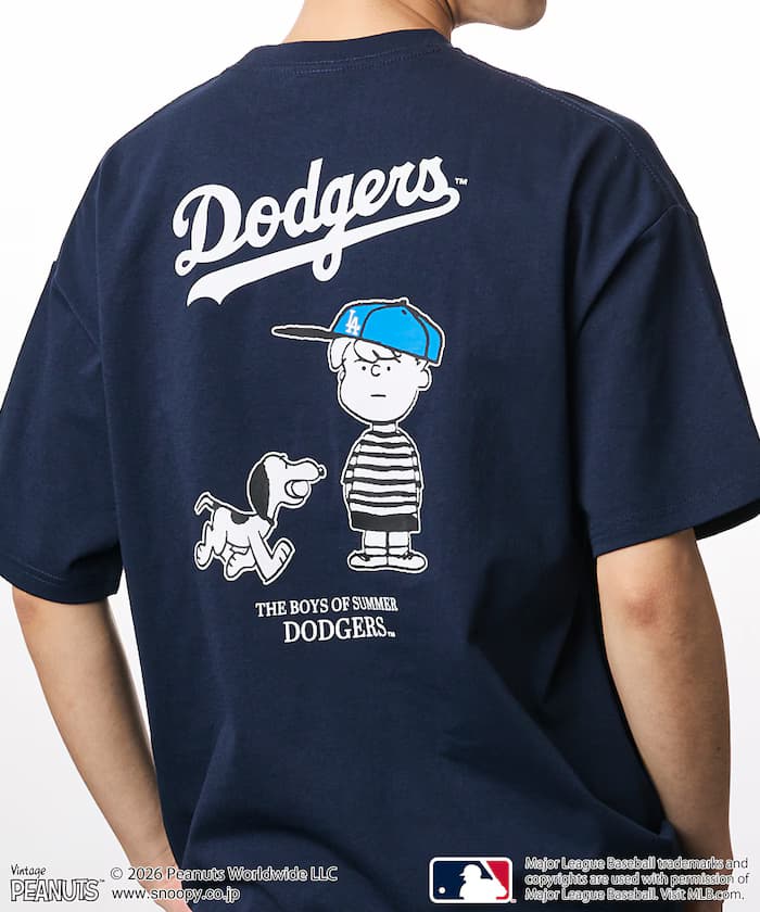 PEANUTS×MLB 別注 寬版後背印花 T恤 / DODGERS 【限定展開】