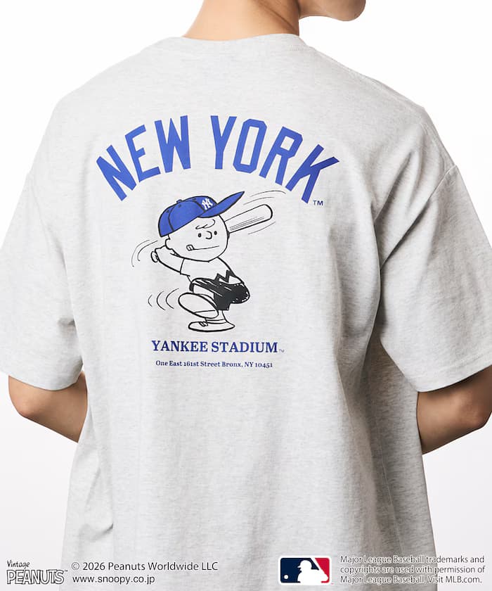 PEANUTS×MLB 別注 寬版後背印花T恤 / YANKEES 【限定展開】