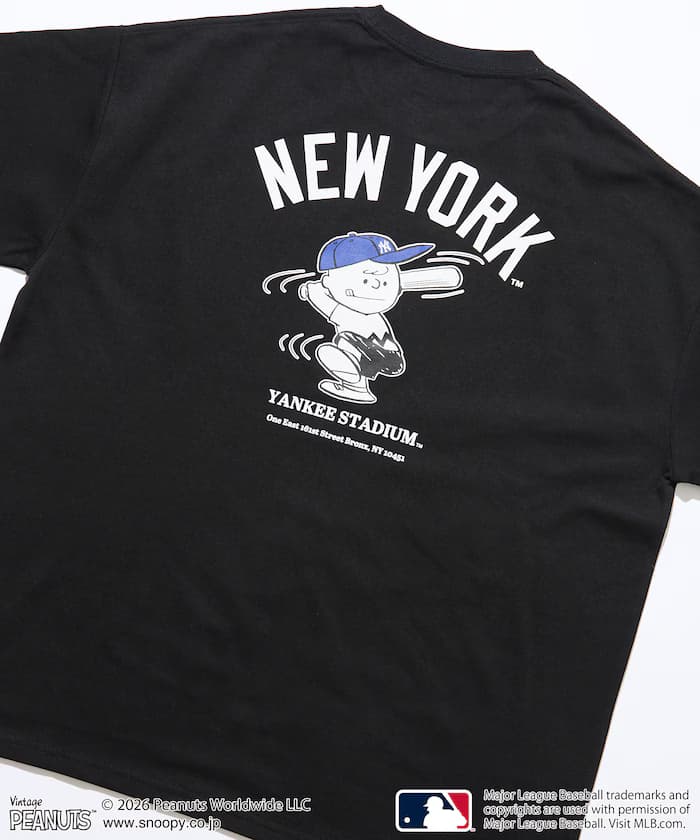 PEANUTS×MLB 別注 寬版後背印花T恤 / YANKEES 【限定展開】