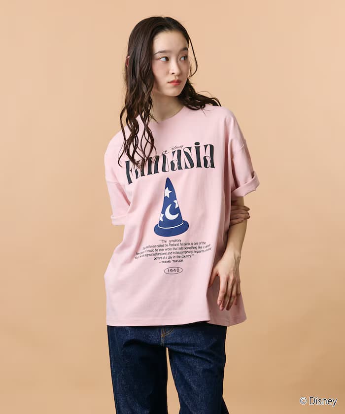 DISNEY 聯名限定 寬版 正面印花 圓領 T恤【限定款】