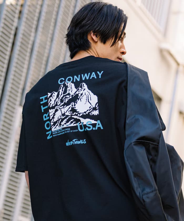 WILD THINGS×FREAK'S STORE 別注寬版山脈印花後背T恤 【限定展開】