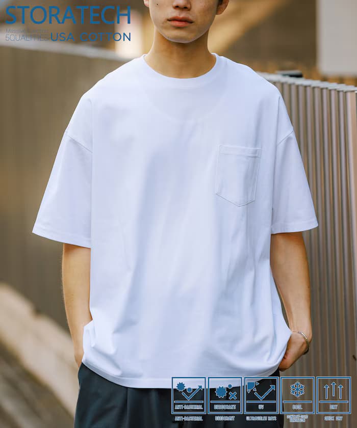 STORATECH 寬版 口袋T恤 抗菌 防臭 制菌 抗UV 接觸涼感 吸濕排汗【限定款】