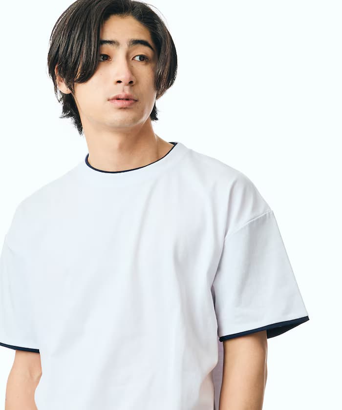 限定款 寬鬆版型 配色假層次 圓領 T恤