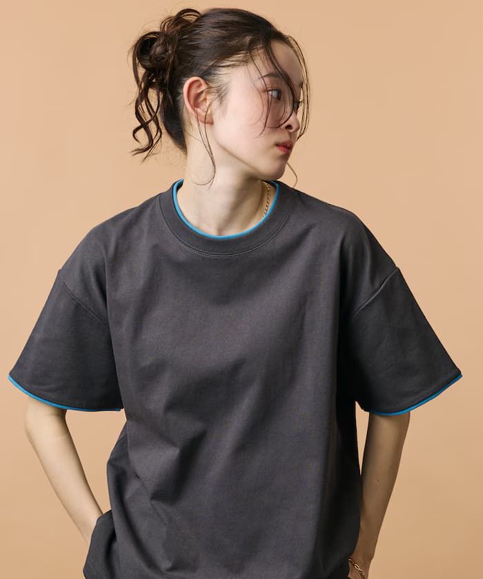 限定款 寬鬆版型 配色假層次 圓領 T恤