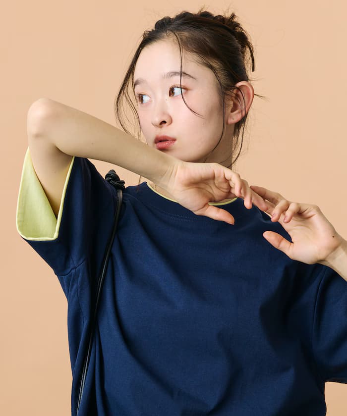 限定款 寬鬆版型 配色假層次 圓領 T恤