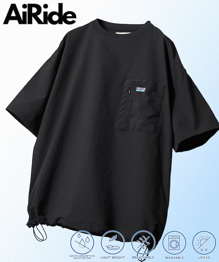 AiRide 限定款 寬鬆版型 異素材口袋 棉麻套頭衫 吸濕排汗 抗UV