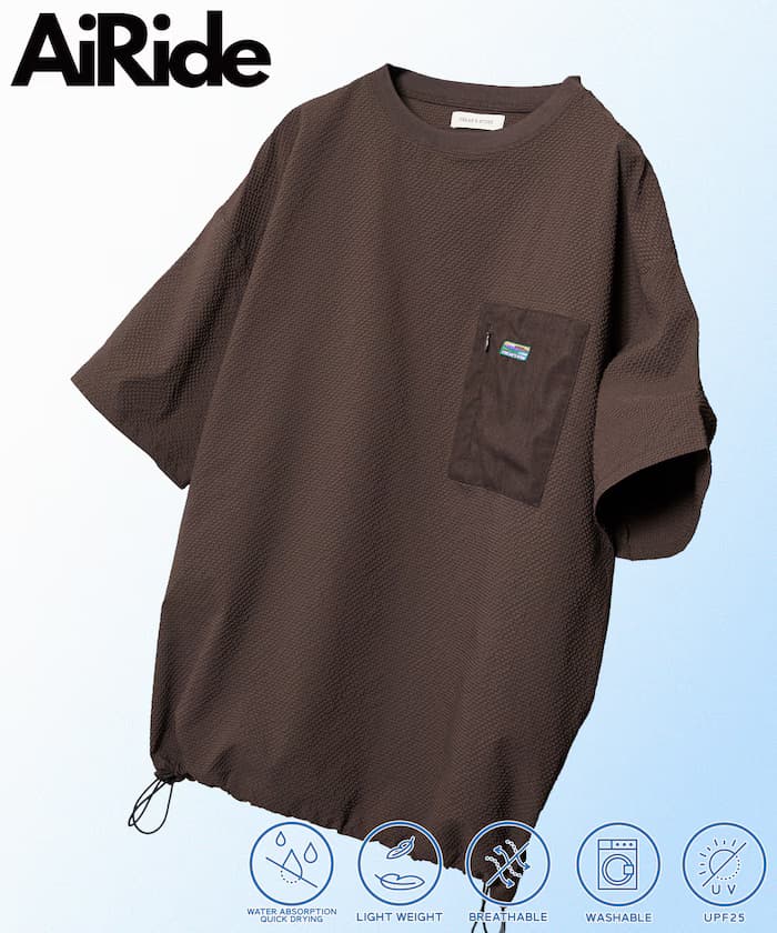 AiRide 限定款 寬鬆版型 異素材口袋 棉麻套頭衫 吸濕排汗 抗UV