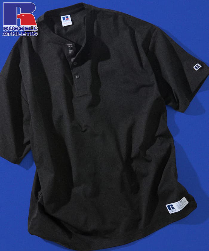 RUSSEL ATHLETIC×FREAK'S STORE 別注寬版配色亨利領T恤 【限定展開】