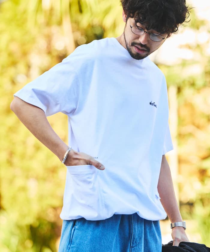 WILD THINGS×FREAK'S STORE 聯名限定 寬版 側口袋 圓領短袖T恤【限定款】