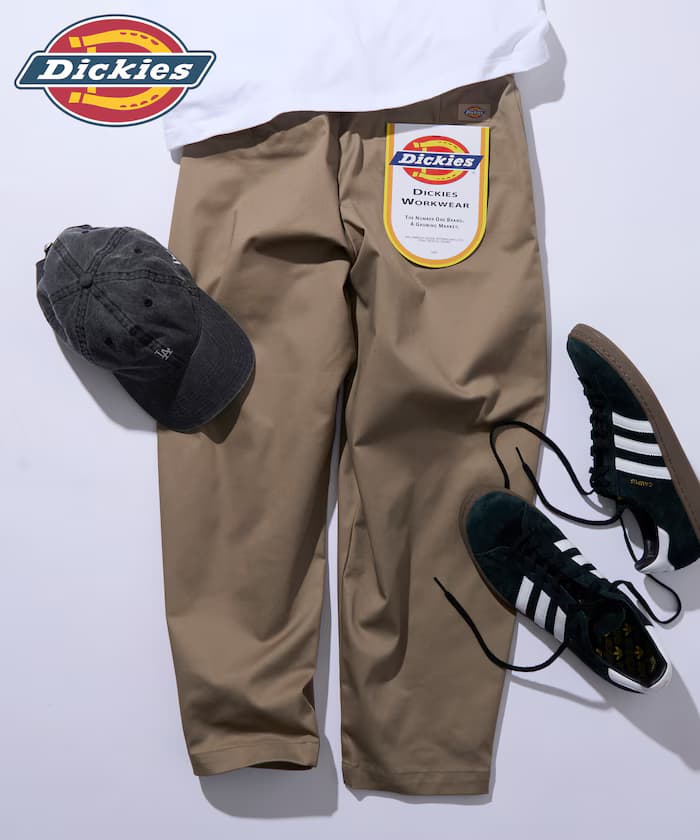 Dickies×FREAK'S STORE ディッキーズ 別注 寬版錐形シルエット ツー打褶 ワーク褲子 【限定展開】