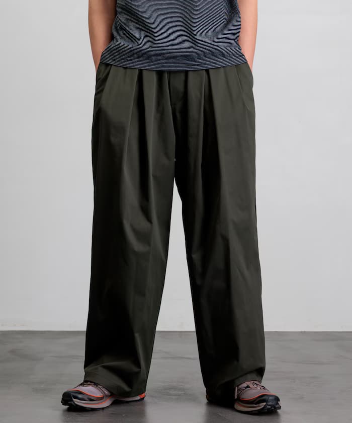 Easy Care Fabric 寬版打褶鬆緊褲子/吸水速乾/UVカット【限定展開】